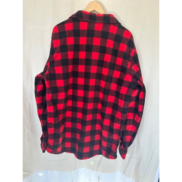 LEGENDARY WHITETAILS Mens L TALL Fleece Flannel Red Buffalo Plaid Button Shirt - Picture 4 of 5